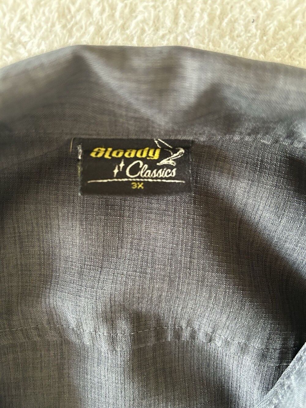 Steady Classics Rockabilly Retro Bowling Shirt 3X Gray Teal Colorblock Cosplay - Picture 3 of 7